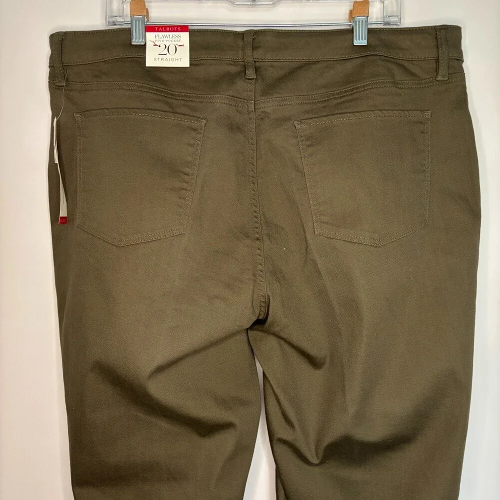 TALBOTS NEW Flawless Five-Pocket Straight Jean Plus 20 Green Stretch Slimming
